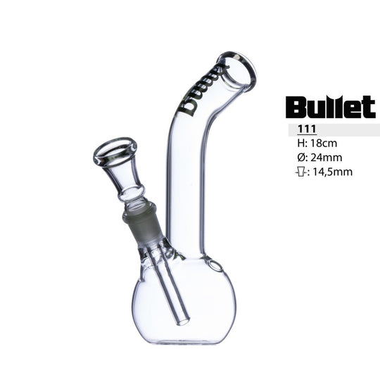 Bullet Glass Bong mit gebogenem Mundstück H: 18cm