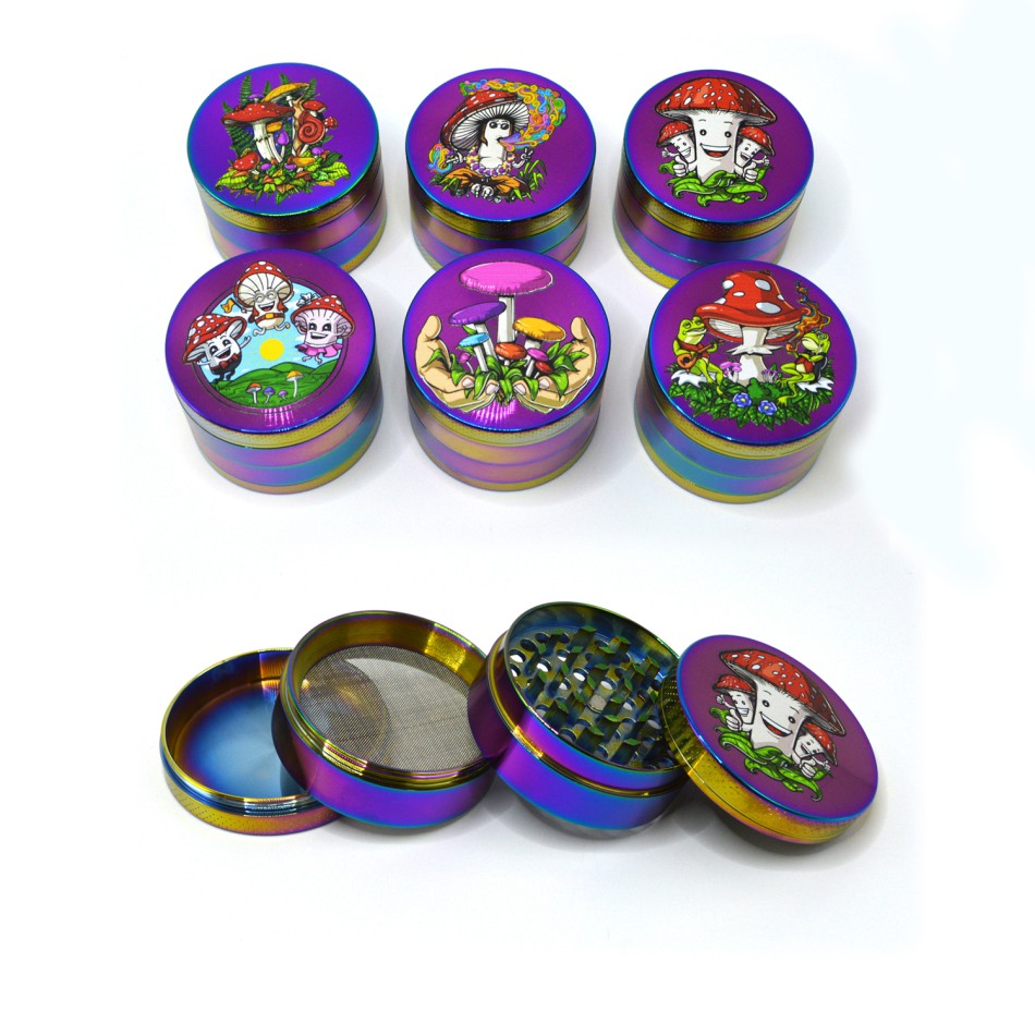 Metal Grinder Rainbow Mushroom Design ø55mm 4tlg