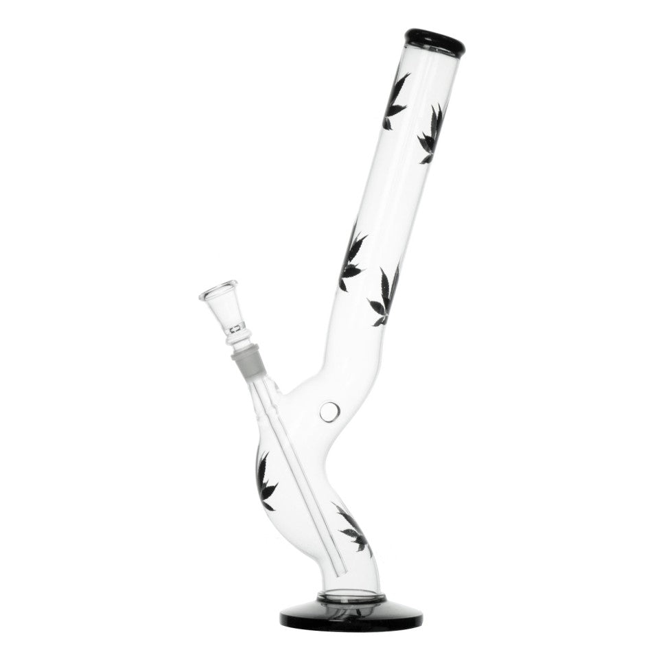 Glas Bong S-Form Black Leafs 42cm